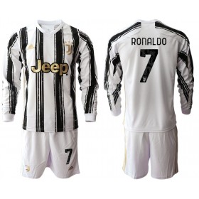 Koszulka Juventus Cristiano Ronaldo 7 Dziecięcy Domowe Stroje Piłkarskie 2020/2021 Długi Rękaw